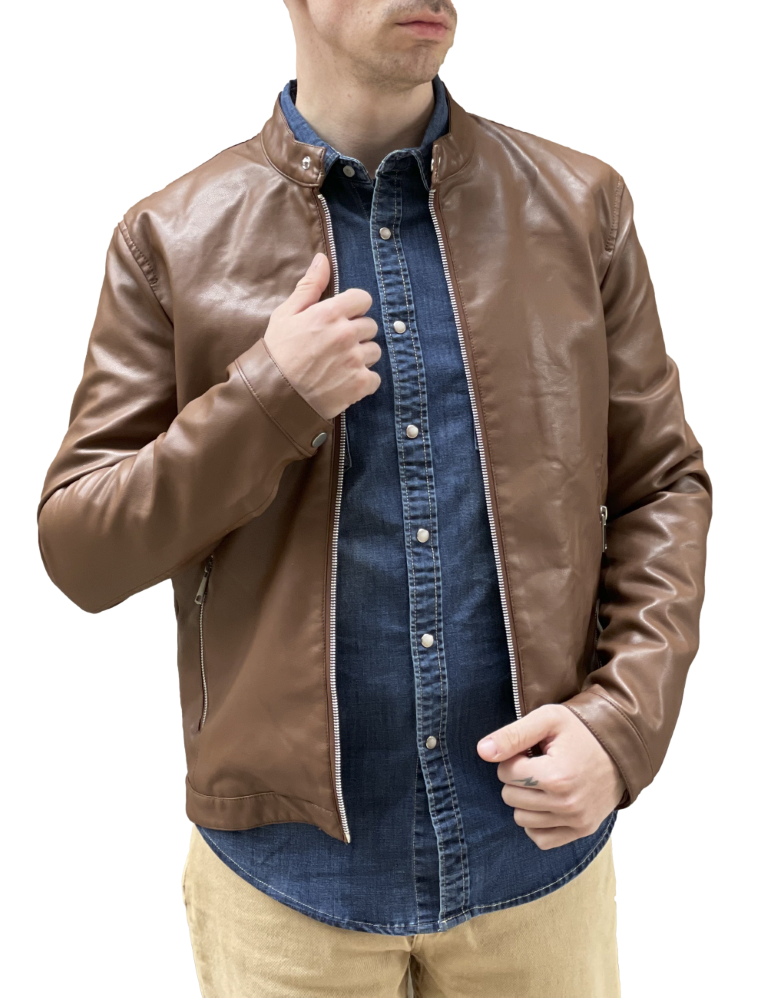 Bread and Buttons ανδρικό ταμπά Jacket από δερματίνη με μάο γιακά G12317T φωτογραφία